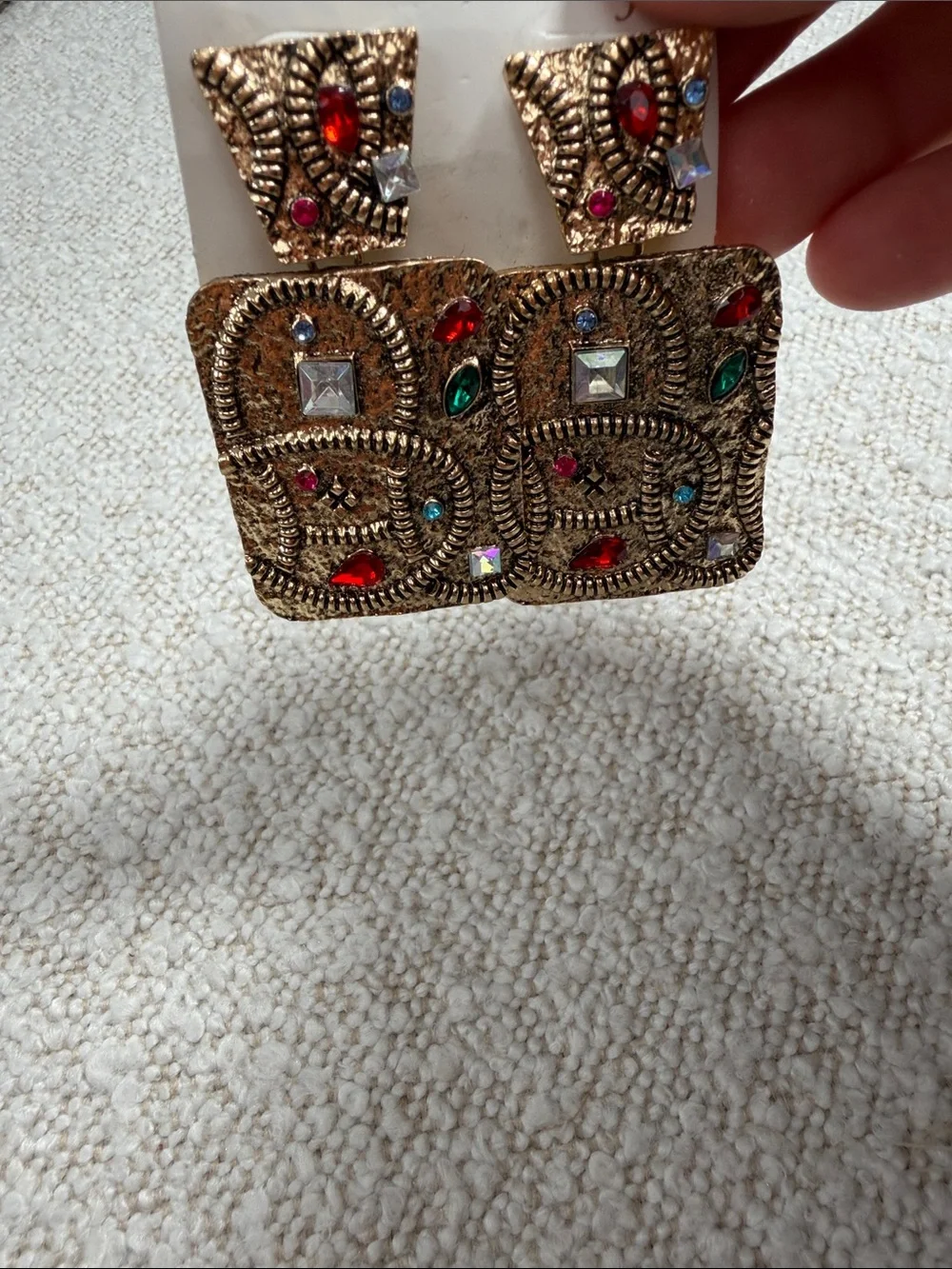 Fashion Jewelry Gold-Tone Multicolored Beaded Drop Earrings